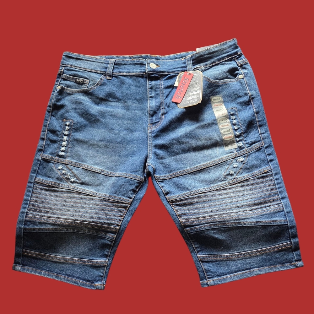 Stylish Blue Distressed Jean Shorts